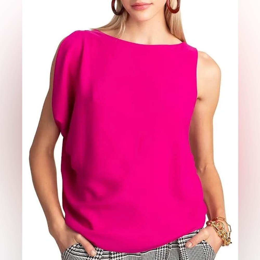 NWT Trina Turk Sunset Asymmetrical Top in Warm Magenta - small